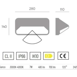 Applique Da Esterno-Selezionato da Mazzolaluce Applique bianca per esterno con sensore crepuscolare di movimento led 7w cct ip66