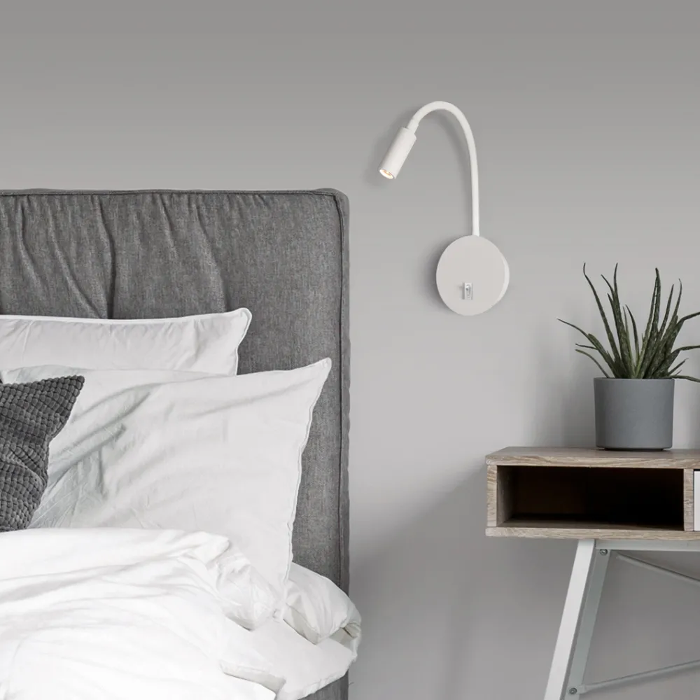 Applique Camera Da Letto-Selezionato da Mazzolaluce Applique bianco comodino orientabile per camera da letto led 3w 3000k