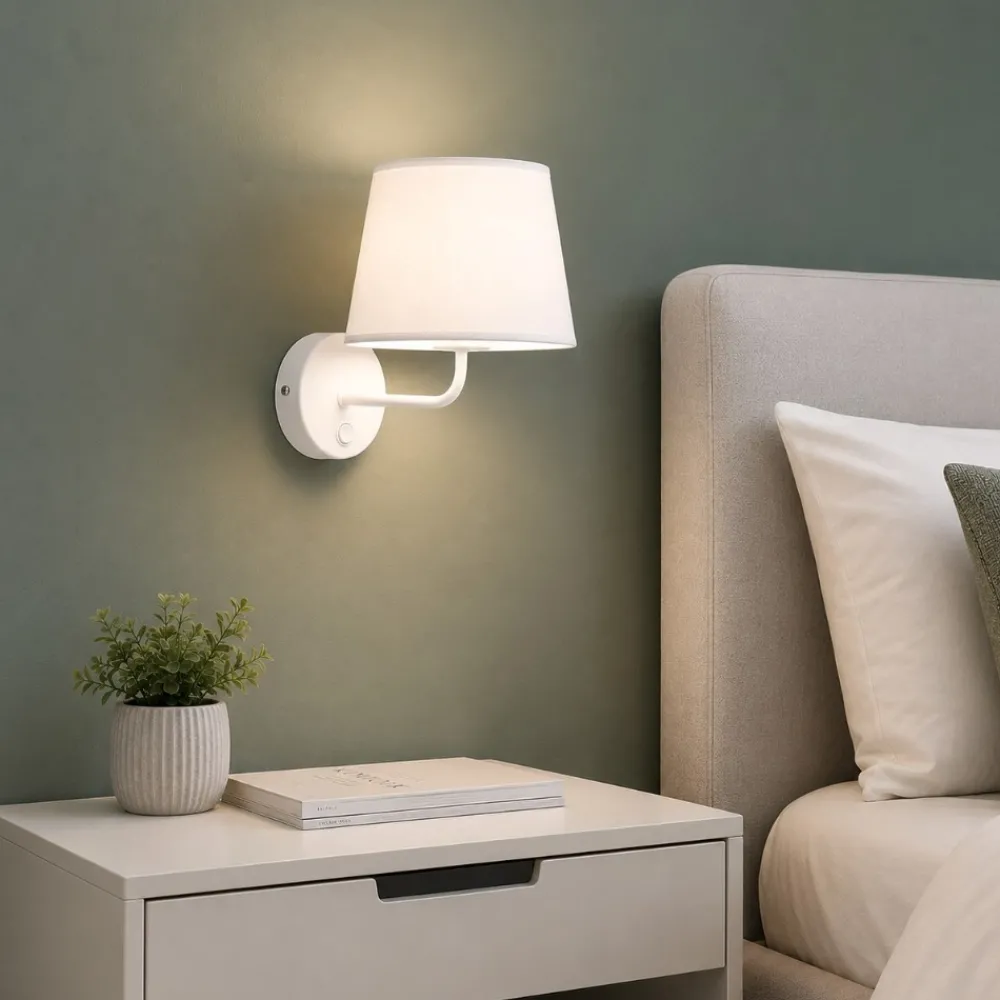 Applique Camera Da Letto-Selezionato da Mazzolaluce Applique bianco con interruttore per comodino camera da letto