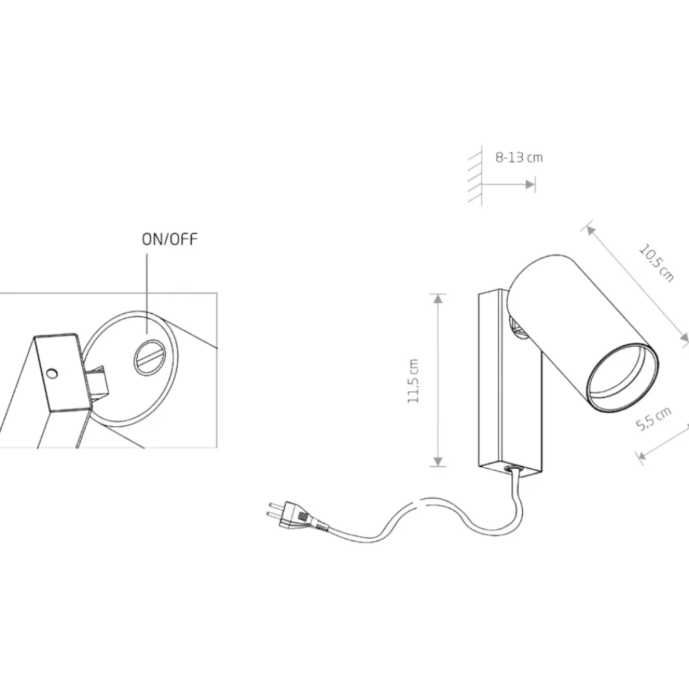 Applique Camera Da Letto-Selezionato da Mazzolaluce Applique bianco luce orientabile con spina e interruttore per comodino