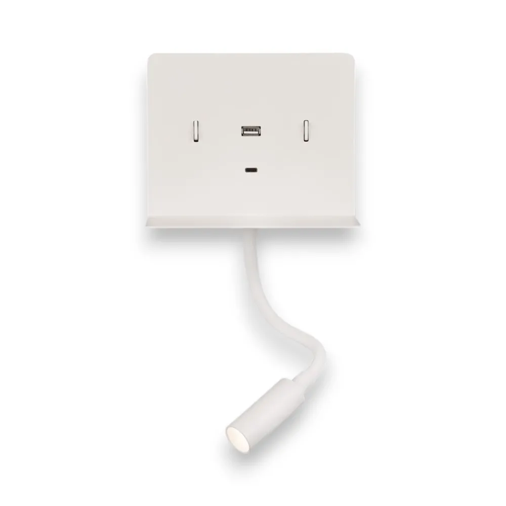 Applique Camera Da Letto-Selezionato da Mazzolaluce Applique bianco moderno da comodino presa usb luce orientabile