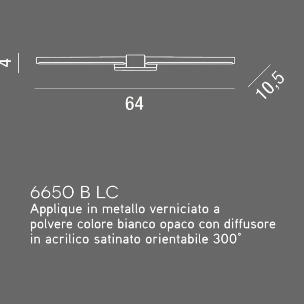 Applique Da Bagno-Perenz Illuminazione Applique bianco per specchio 12w 3000k 64cm line