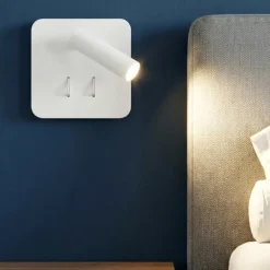 Applique Camera Da Letto-Perenz Illuminazione Applique bianco quadrato plug per camera da letto