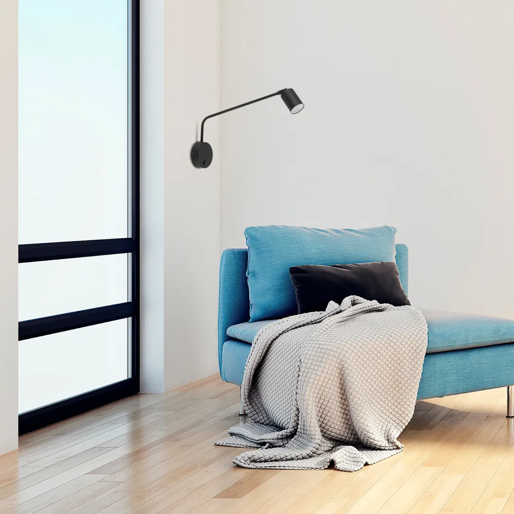Applique Camera Da Letto-Selezionato da Mazzolaluce Applique braccio orientabile nero con interruttore per comodini camera da letto
