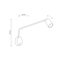 Applique Camera Da Letto-Selezionato da Mazzolaluce Applique braccio orientabile nero con interruttore per comodini camera da letto