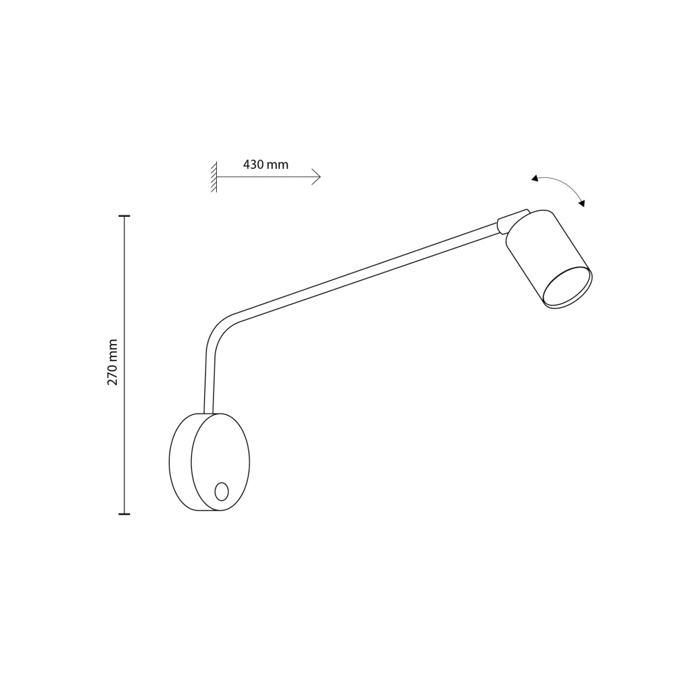 Applique Camera Da Letto-Selezionato da Mazzolaluce Applique braccio orientabile nero con interruttore per comodini camera da letto
