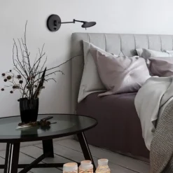 Applique Camera Da Letto-Selezionato da Mazzolaluce Applique camera da letto moderna orientabile led 3000k nero opaco