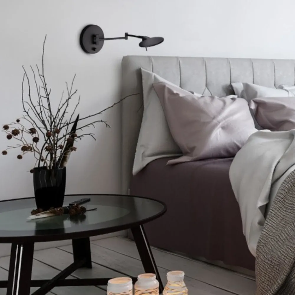 Applique Camera Da Letto-Selezionato da Mazzolaluce Applique camera da letto moderna orientabile led 3000k nero opaco