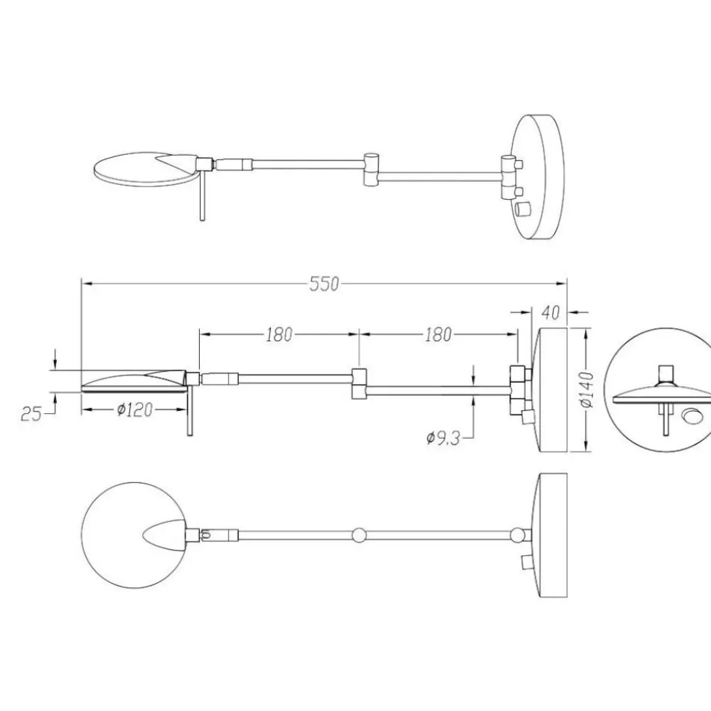 Applique Camera Da Letto-Selezionato da Mazzolaluce Applique camera da letto moderna orientabile led 3000k nero opaco