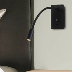 Applique Camera Da Letto-Selezionato da Mazzolaluce Applique camera da letto multifunzione led 3w 3000k usb nero luce orientabile