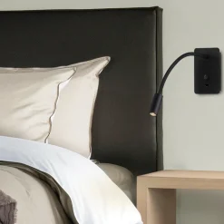 Applique Camera Da Letto-Selezionato da Mazzolaluce Applique camera da letto multifunzione led 3w 3000k usb nero luce orientabile