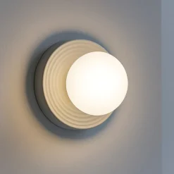 Applique Da Parete-Perenz Illuminazione Applique ceramica grigio lucido sfera di vetro perenz ceramic
