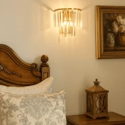 Applique Da Parete-Ondaluce Applique classica con pendenti ap castle oro elegante