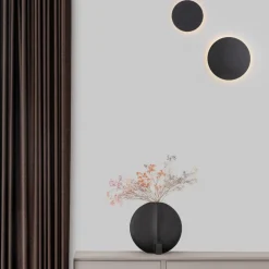 Applique Da Parete-Selezionato da Mazzolaluce Applique 20cm led 20w disco nero 3000k cerchio moderna rotonda