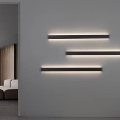 Applique Da Parete-Selezionato da Mazzolaluce Applique 90cm moderna led 36w 3000k rettangolare nero
