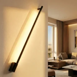 Applique Da Parete-Selezionato da Mazzolaluce Applique 120cm sporgenza 9cm bacchetta nera led 20w 3000k moderna