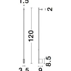Applique Da Parete-Selezionato da Mazzolaluce Applique 120cm sporgenza 9cm bacchetta nera led 20w 3000k moderna