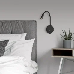 Applique Camera Da Letto-Selezionato da Mazzolaluce Applique comodino camera da letto led 3w 3000k nero luce orientabile