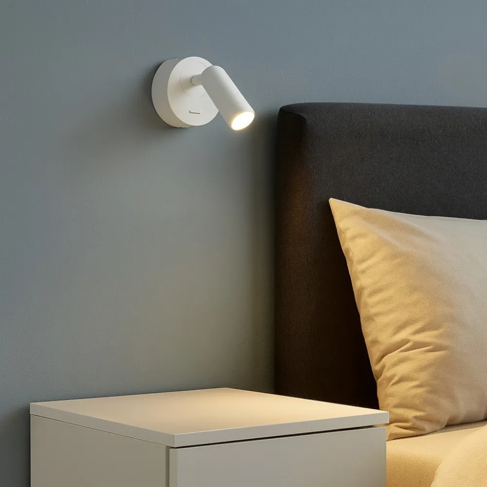 Applique Camera Da Letto-Ideal Lux Applique comodino camera da letto bean ap round led 3w 3000k bianco orientabile