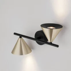 Applique Da Parete-Selezionato da Mazzolaluce Applique con faretti colore nero e oro