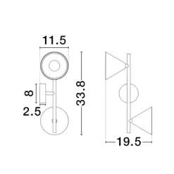Applique Da Parete-Selezionato da Mazzolaluce Applique con faretti 2 luci paralumi a cono