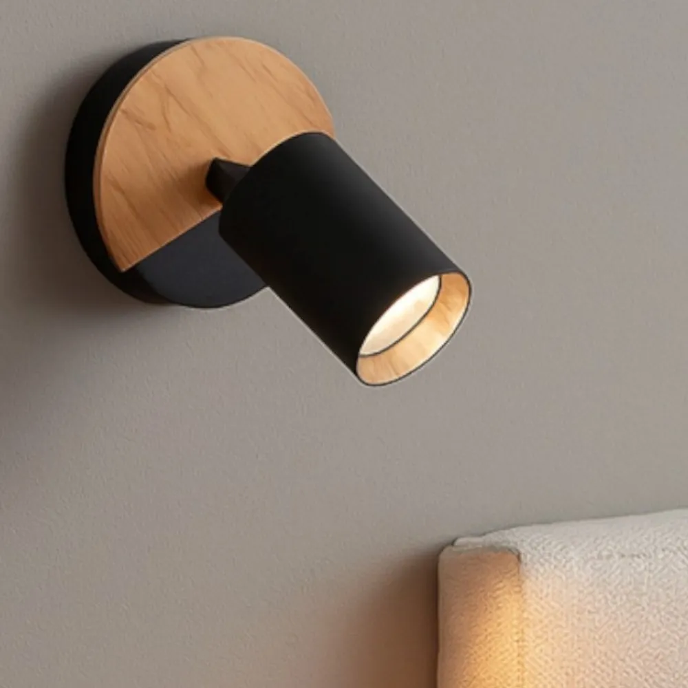 Applique Camera Da Letto-Selezionato da Mazzolaluce Applique con faretto nero legno orientabile per comodino