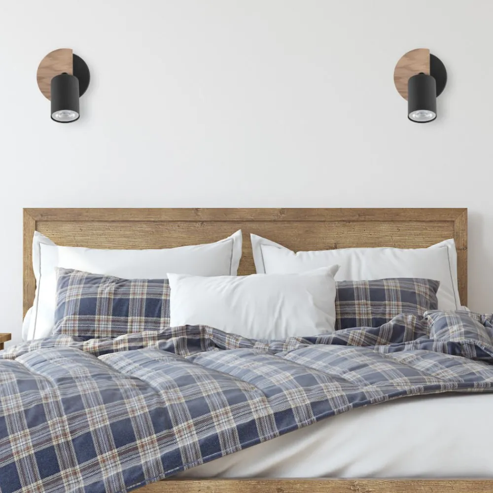 Applique Camera Da Letto-Selezionato da Mazzolaluce Applique con faretto nero legno orientabile per comodino