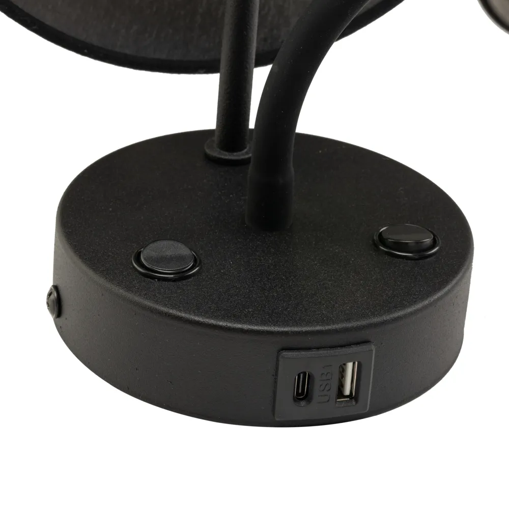 Applique Camera Da Letto-Selezionato da Mazzolaluce Applique con interruttore doppia luce presa usb nero da comodino per camera da letto