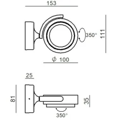 Applique Da Parete-Linea Light Applique con spot led 11w eta bianco orientabile