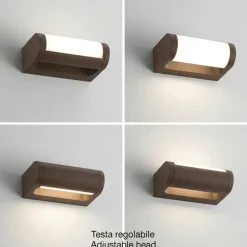 Applique Da Esterno-Fabas Luce Applique corten per esterno ip65 luce led orientabile 12w 3000k fabas wild