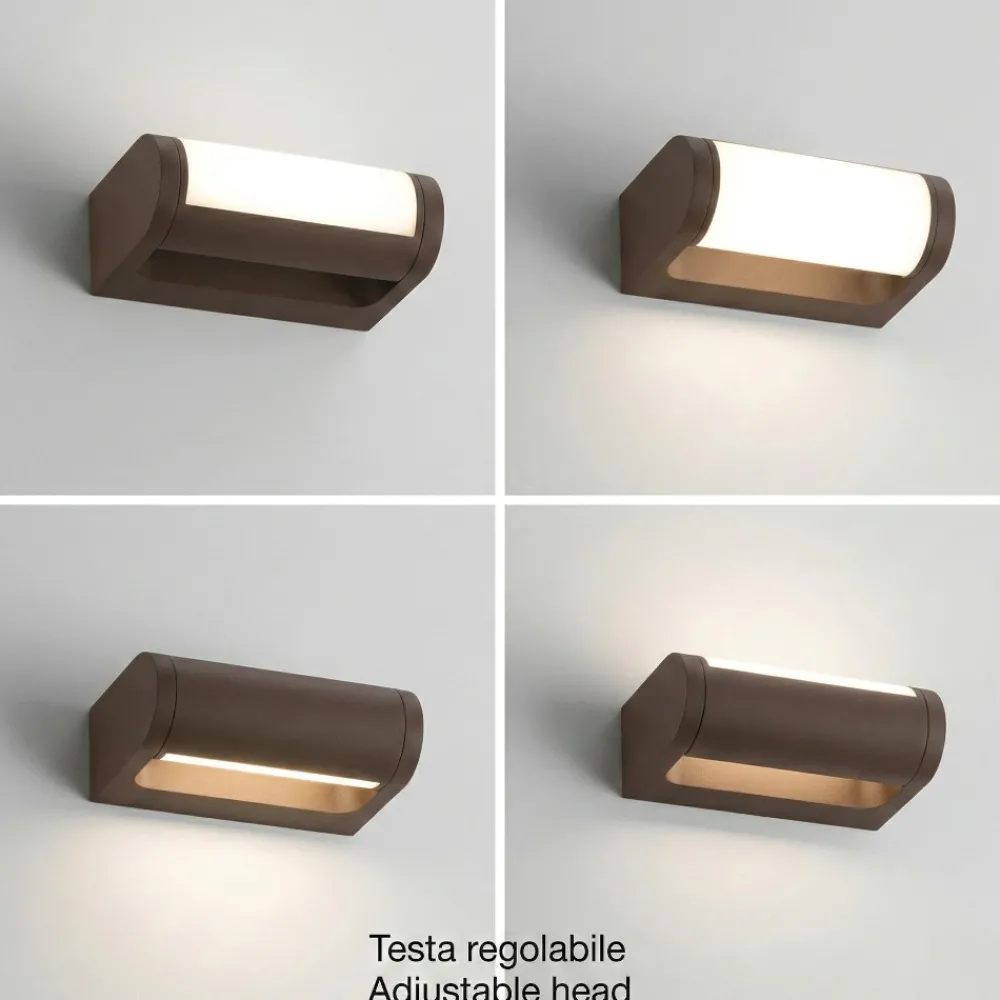 Applique Da Esterno-Fabas Luce Applique corten per esterno ip65 luce led orientabile 12w 3000k fabas wild