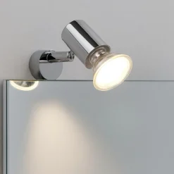 Applique Da Bagno-Selezionato da Mazzolaluce Applique cromo per bagno moderno con luce orientabile