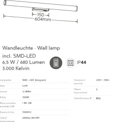Applique Da Bagno-Selezionato da Mazzolaluce Applique cromo per specchio bagno 60cm led 6w 3000k