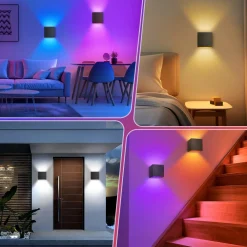 Applique Da Esterno-Life Electronics Applique cubo bianco per esterni smart life wifi ip65 led tricolor rgb