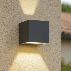 Applique Da Esterno-Selezionato da Mazzolaluce Applique cubo da esterno antracite moderna led 6w 3000k anti corrosione
