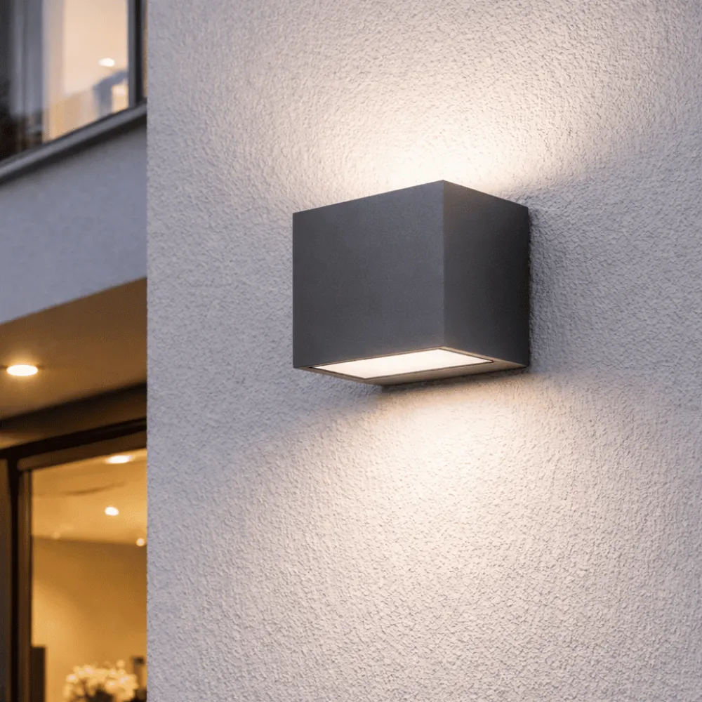 Applique Da Esterno-Perenz Illuminazione Applique cubo da esterno perenz spot antracite led 3000k ip65