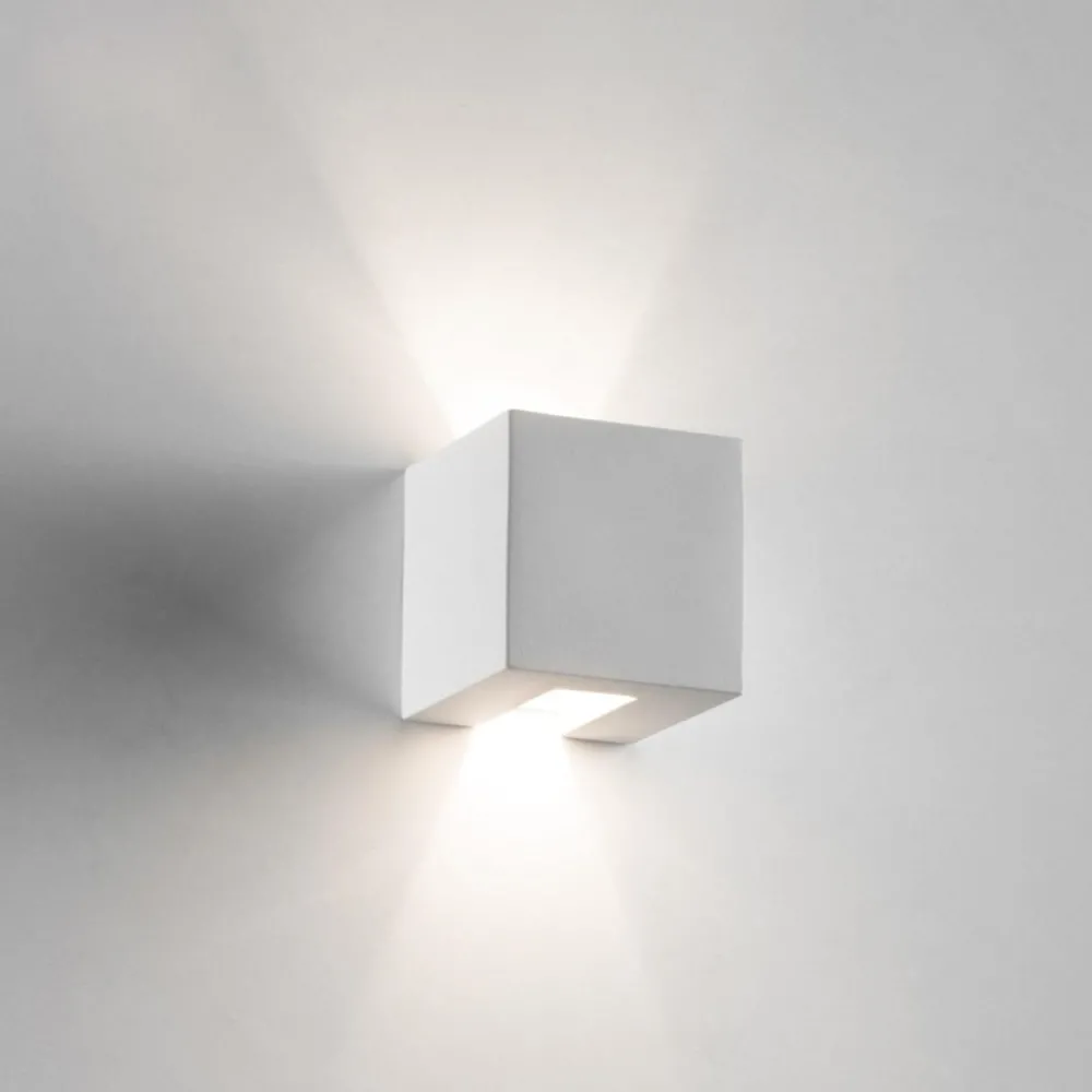 Applique Da Parete-Selezionato da Mazzolaluce Applique cubo di gesso ceramica bianco moderno pitturabile
