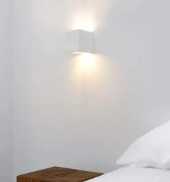 Applique Da Parete-Selezionato da Mazzolaluce Applique cubo di gesso ceramica bianco moderno pitturabile