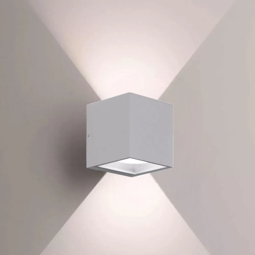 Applique Da Esterno-Gea Luce Applique cubo apo da esterno grigio