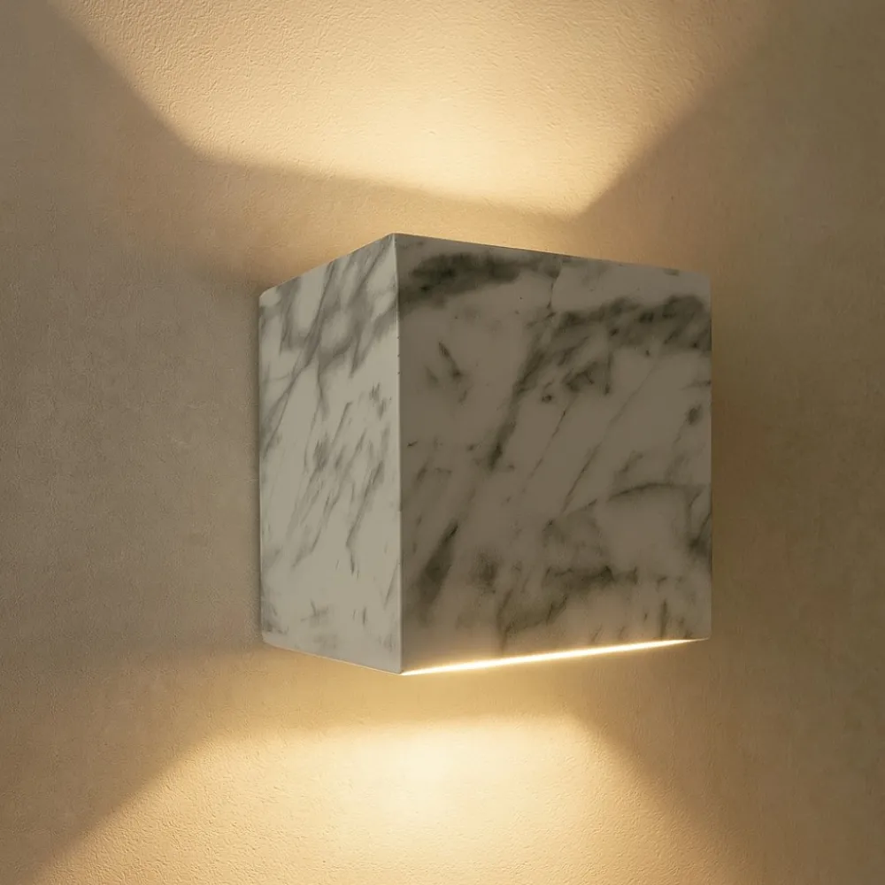 Applique Da Parete-Selezionato da Mazzolaluce Applique cubo led 13w 3000k effetto marmo bianco fp