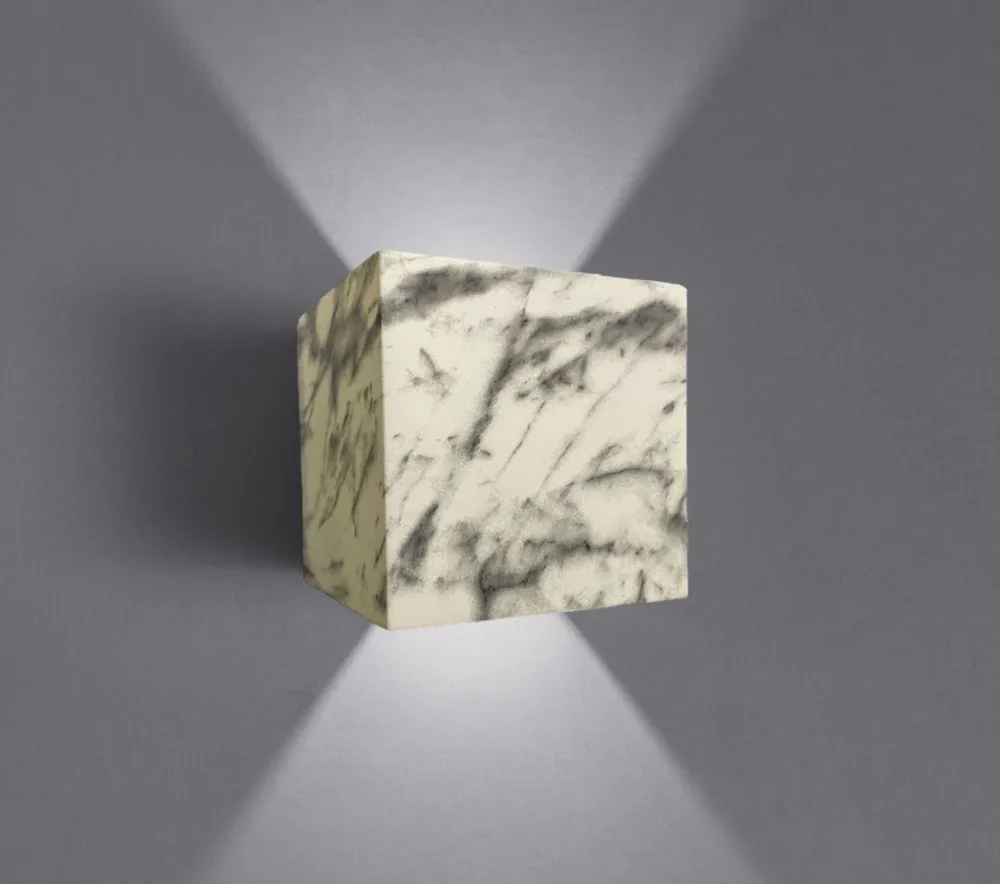 Applique Da Parete-Selezionato da Mazzolaluce Applique cubo led 13w 3000k effetto marmo bianco fp
