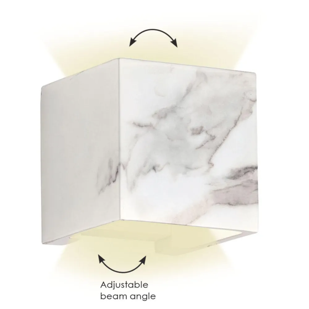 Applique Da Parete-Selezionato da Mazzolaluce Applique cubo led 13w 3000k effetto marmo bianco fp
