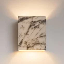 Applique Da Parete-Selezionato da Mazzolaluce Applique cubo led 13w 3000k effetto marmo bianco fp