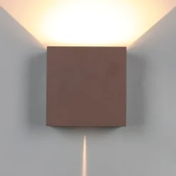 Applique Da Esterno-Selezionato da Mazzolaluce Applique cubo 20w 3000k xl corten marrone da esterno