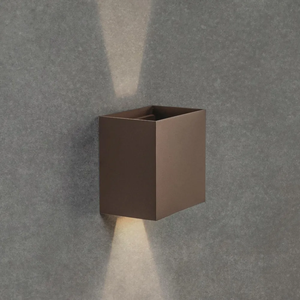 Applique Da Esterno-Selezionato da Mazzolaluce Applique cubo 20w 3000k xl corten marrone da esterno