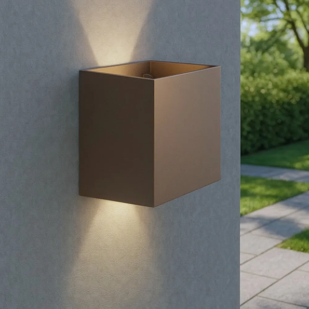 Applique Da Esterno-Selezionato da Mazzolaluce Applique cubo xl corten marrone per esterno 20w 4000k