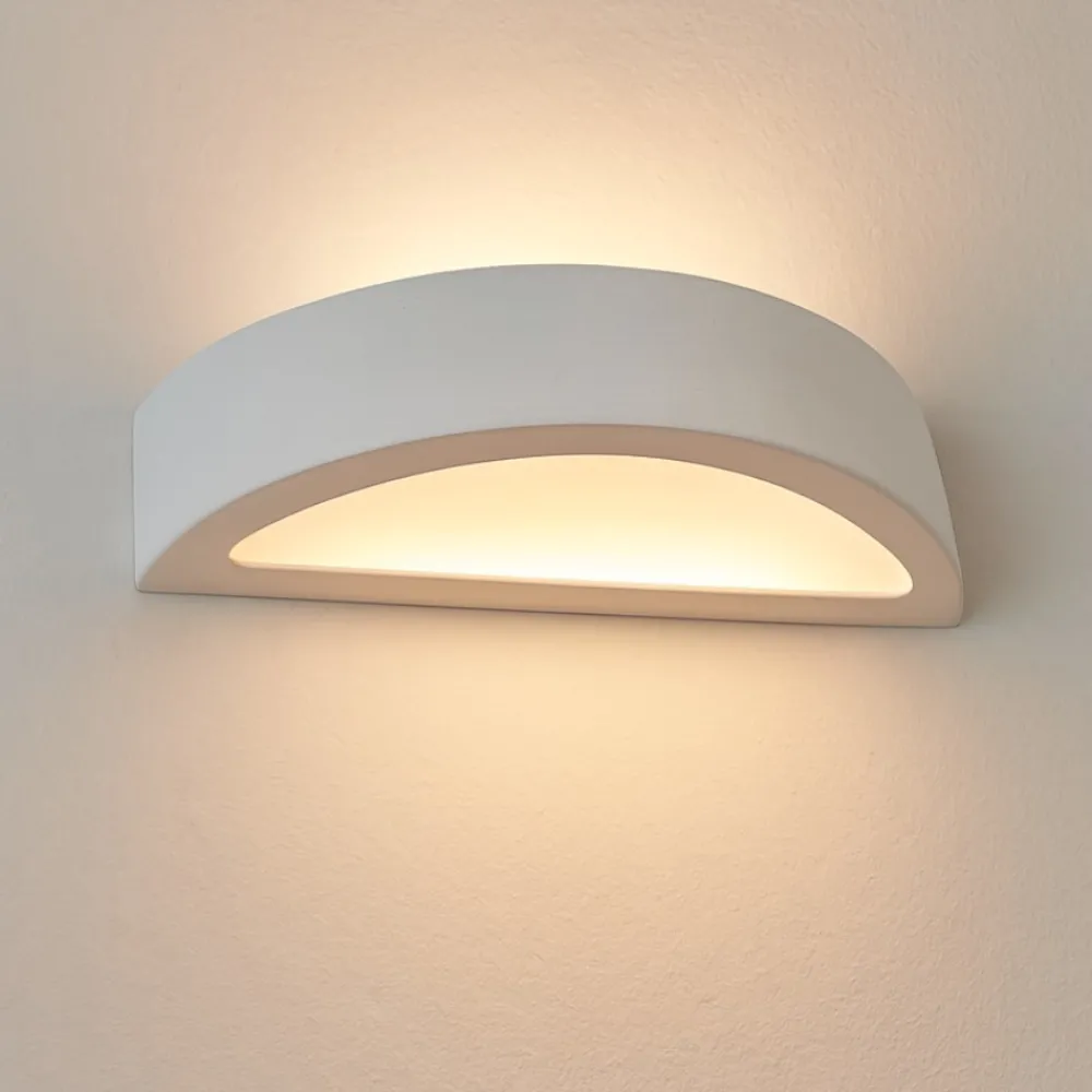 Applique Da Parete-Selezionato da Mazzolaluce Applique curva di gesso bianco pitturabile moderna