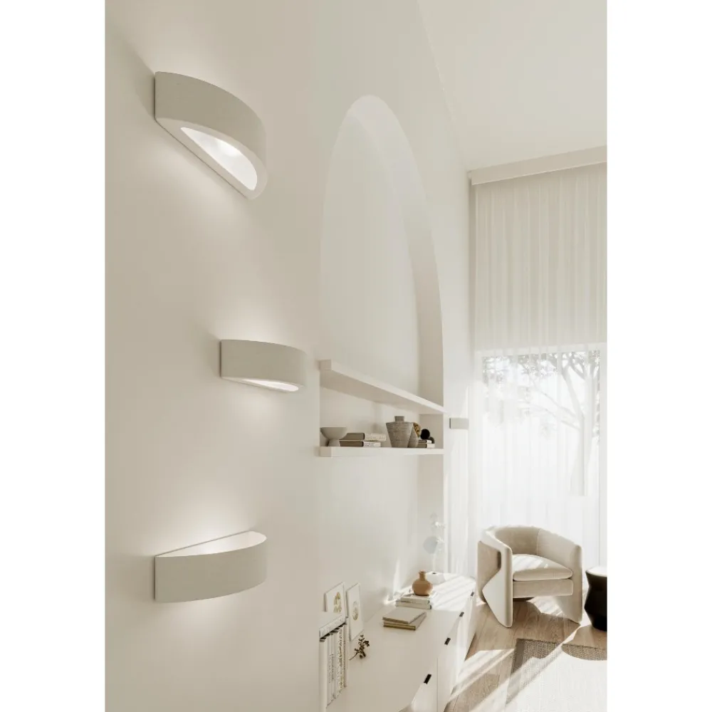 Applique Da Parete-Selezionato da Mazzolaluce Applique curva di gesso bianco pitturabile moderna