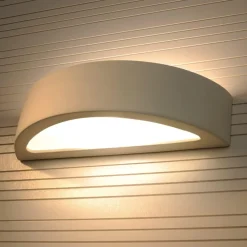Applique Da Parete-Selezionato da Mazzolaluce Applique curva di gesso bianco pitturabile moderna