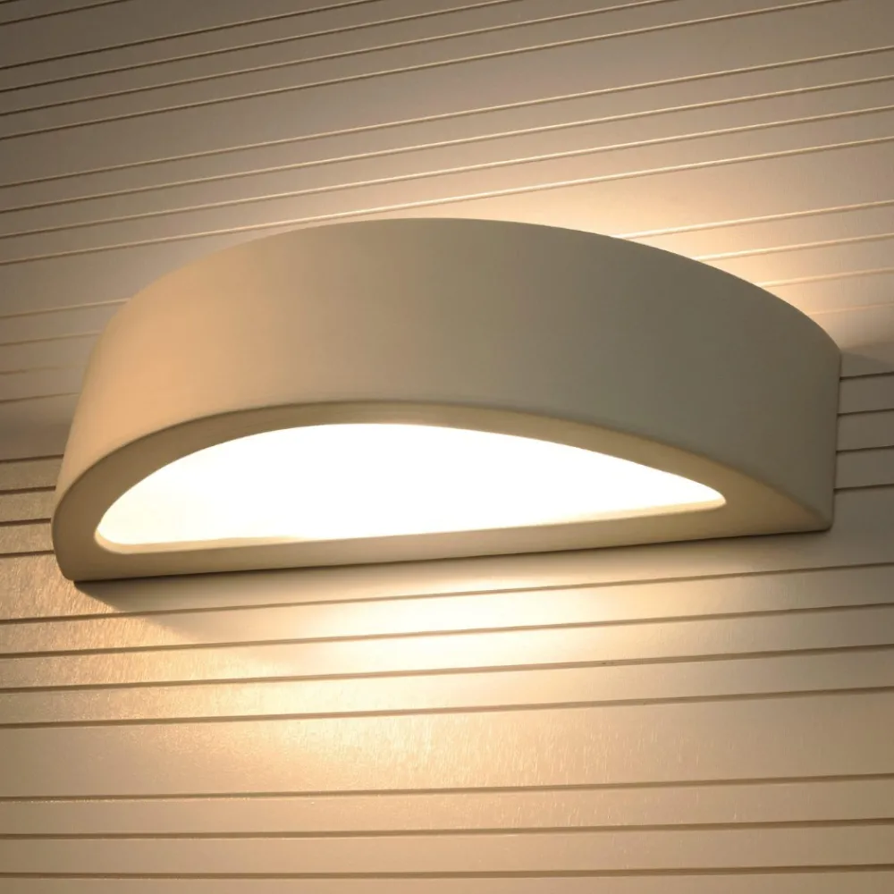 Applique Da Parete-Selezionato da Mazzolaluce Applique curva di gesso bianco pitturabile moderna